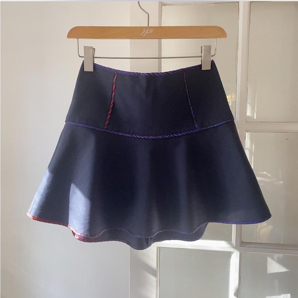 Club Monaco Navy Blue Drop Waist Mini Skirt size 00 Cotton